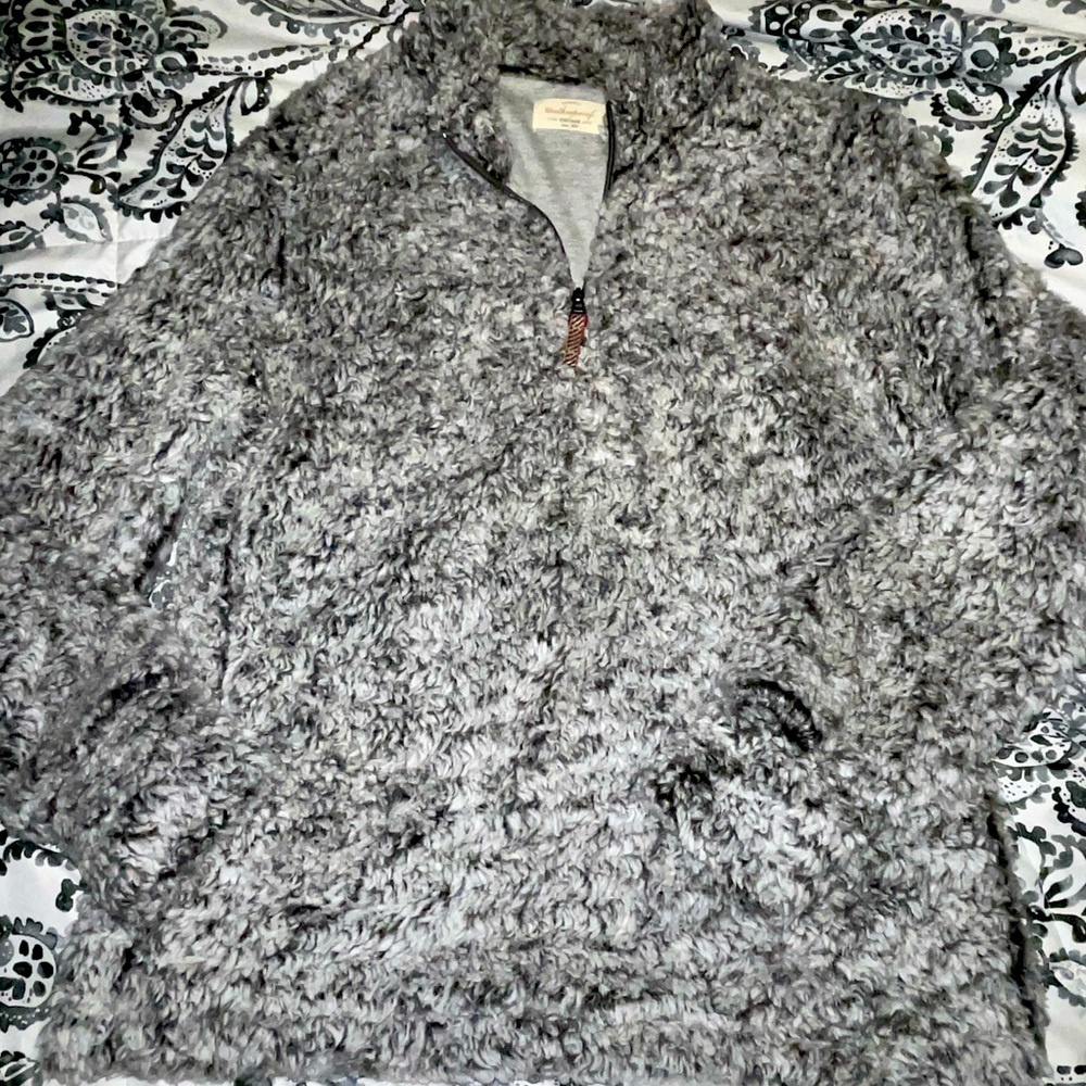 Half zip faux fur sweater
